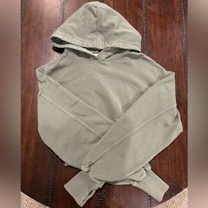 aerie Olive Green Cropped Hoodie